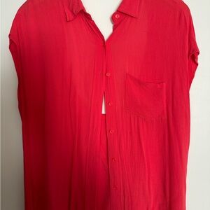 Lucca Couture Vibrant Coral Button Down Shirt